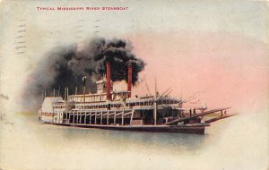 Unidentified Mississippi River Steamship Ferry Boat Ship 