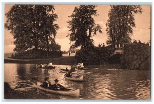 1907 Canoeing Belle Isle Bridge View Detroit Michigan MI Posted Vintage Postcard
