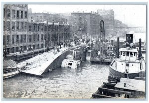 c1910's View Of Eastland Taken From Fire Tug In River Chicago IL Postcard