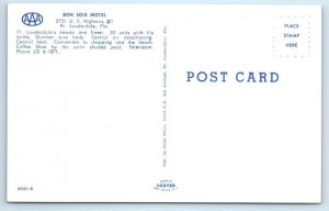 FORT LAUDERDALE, Florida FL ~ Roadside BON SOIR MOTEL 1950s Cars Postcard