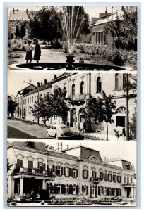 Hungary Postcard Greetings from Marcali Road Fountain c1950's RPPC Photo