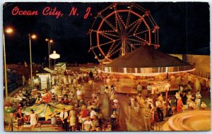 Postcard - Night view of Amusement Area - Ocean City, New Jersey