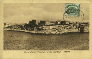 malta, Grand Harbour, Royal Naval Hospital (1910s) Postcard