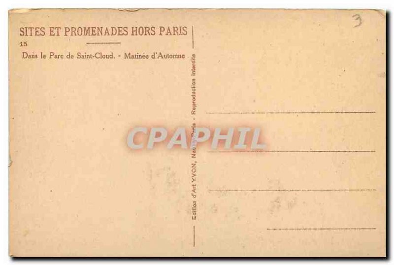 Old Postcard Paris in the Saint Cloud Park Autumn Matinee
