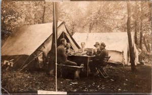 Men Camping Showing Tents Real Photo