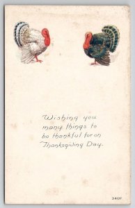 Thanksgiving Greeting Two Darling Turkeys  Postcard J26