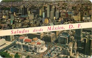 Saludos desde Mexico aerial and panoramic view postcard
