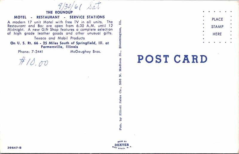 Postcard MOTEL SCENE Farmesville Illinois IL AM9242