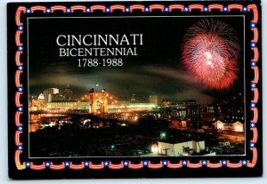 CINCINNATI, Ohio OH ~ Fireworks BICENTENNIAL Patriotic 1988 ~ 4x6 Postcard