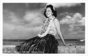 Hawaiian Hula Girl Hawaii Woman Dancer RPPC Vintage Postcard ca 1940s