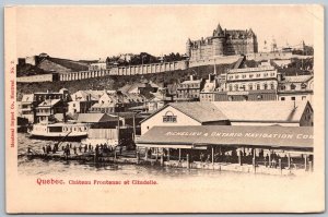Quebec Canada c1905 Postcard Chateau Frontenac Richelieu & Ontario Navigation