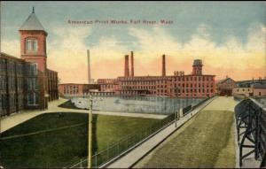Fall River MA American Print Works c1910 Postcard