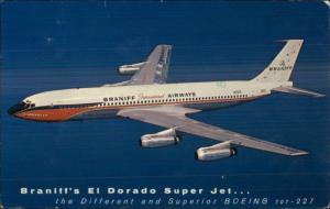 Braniff Airways Airplane in Flight El Dorado Super Jet Postcard