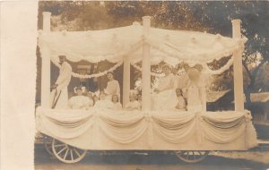 G13/ Postville Iowa RPPC Postcard c1910 Women Girls World Parade Float