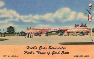 AR, Marion, Arkansas, Heck's Esso Gas Station, Curteich No 5C-H35