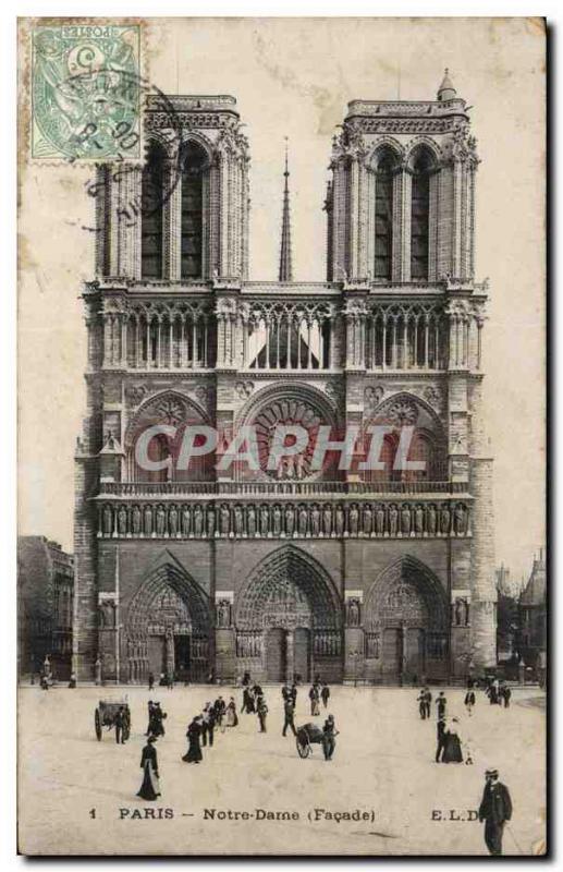 Old Postcard Paris Notre Dame (frontage)