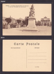 FRANCE, Postcard, Paris, The Statue of Mercier and Arc de Triomphe du Carrousel