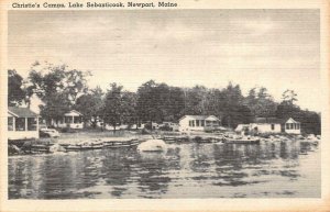 NEWPORT, Maine ME   CHRISTIE'S CAMPS~Roadside Cabins  LAKE SEBASTICOOK  Postcard