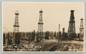 Long Beach California~Cabins, Tanks & Oil Wells # Signal Hill~RPPC 1928 Postcard