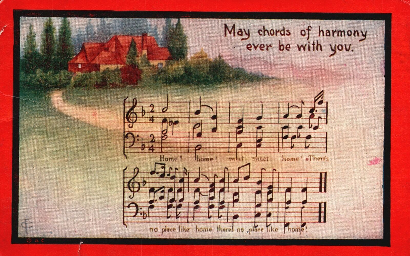 Vintage Postcard May Chords Of Harmony Ever Be With You Song Notes