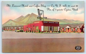 OGDEN, UT Utah ~ Roadside MT. LOMOND MOTEL & COFFEE SHOP 1952 Roadside Postcard