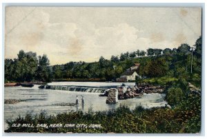 Scenic View Of Old Mill Dam Near Iowa City, Iowa IA Antique Unposted Postcard