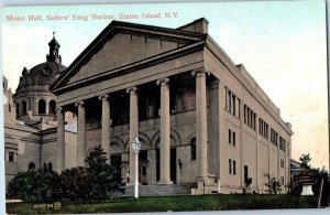 Staten Island New York NY Postcard Music Hall Sailors Snug Harbor 1910 Souvenir