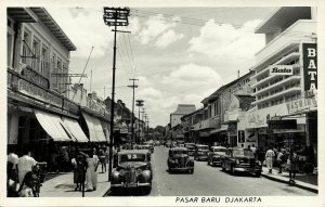 indonesia, JAVA JAKARTA, Pasar Baru, Cars (1950s) RPPC Postcard