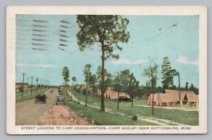 Camp Shelby Headquarters, Hattiesburg Mississippi, Old Cars, Tents, Postcard  P8