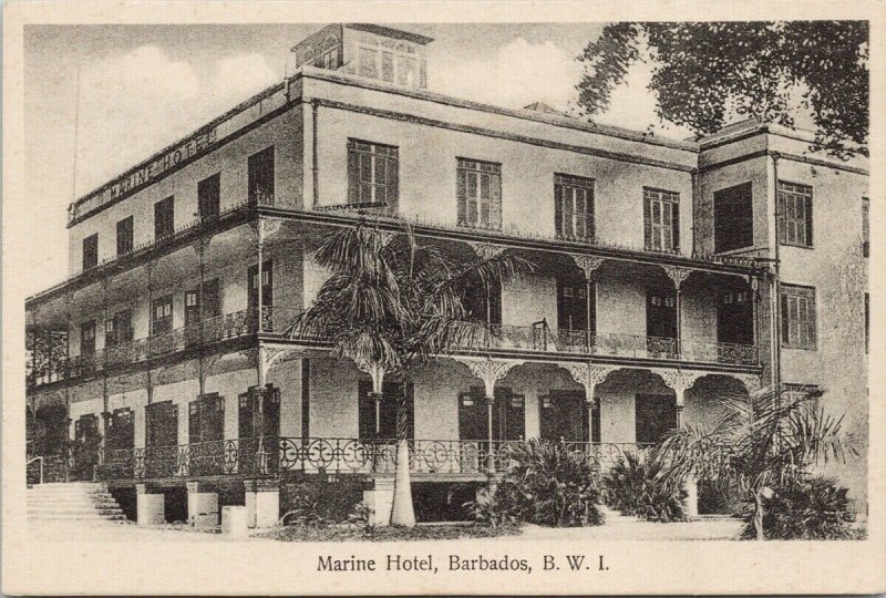 Marine Hotel Barbados BWI Unused Knight's Ltd. Postcard E74