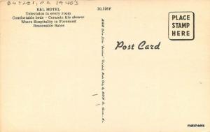 1940s Butler Pennsylvania  K& L Motel roadside MWM postcard 9552 