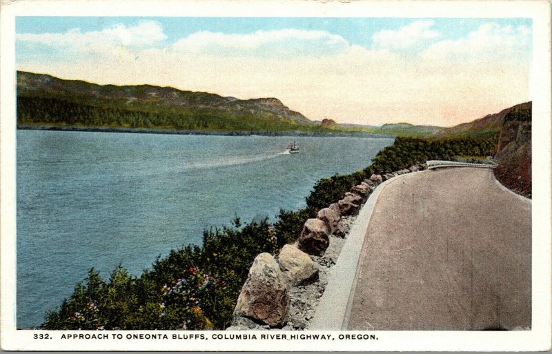 Vtg 1920s Approach to Oneonta Bluffs Columbia River Highway Oregon OR Postcard