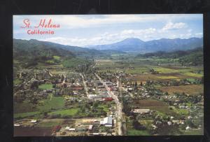 SAINT ST. HELENA CALIFORNIA BIRDSEYE VIEW DOWNTOWN VINTAGE POSTCARD