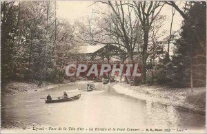 Postcard Old Lyon Parc de la Tete Or The River and Covered Bridge