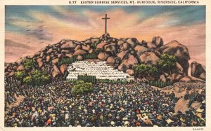 Vintage Postcard 1937 Eastern Sunrise Services Mt. Rubidoux Riverside California