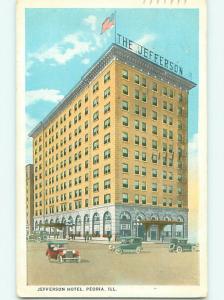 W-Border OLD CARS & JEFFERSON HOTEL Peoria Illinois IL u9739