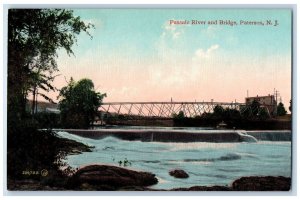 c1910 Scenic View Passaic River Bridge Paterson New Jersey NJ Vintage Postcard