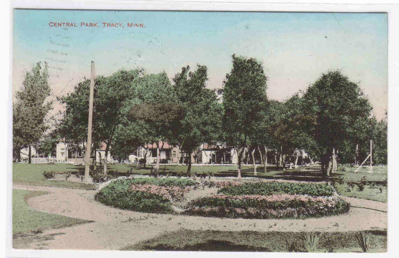 Central Park Tracy Minnesota 1913 postcard