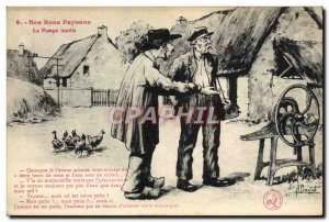 Old Postcard Our good peasants Unnecessary pump Folklore