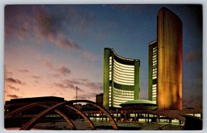 Nathan Phillips Square, City Hall, At Night, Toronto, Vintage Chrome Postcard #2