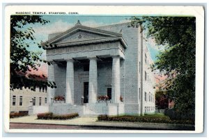 c1920 Masonic Temple Building Entrance Roadside Stamford Connecticut CT Postcard