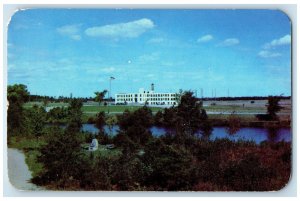 1956 Overlooking Alpena General Hospital Building River Alpena Michigan Postcard