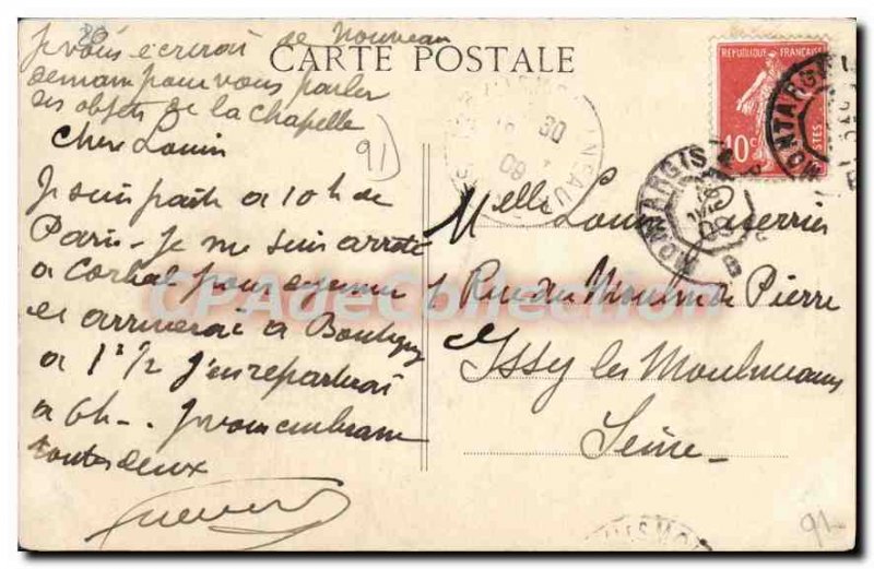 Postcard Old Church St. Spire Corbeil