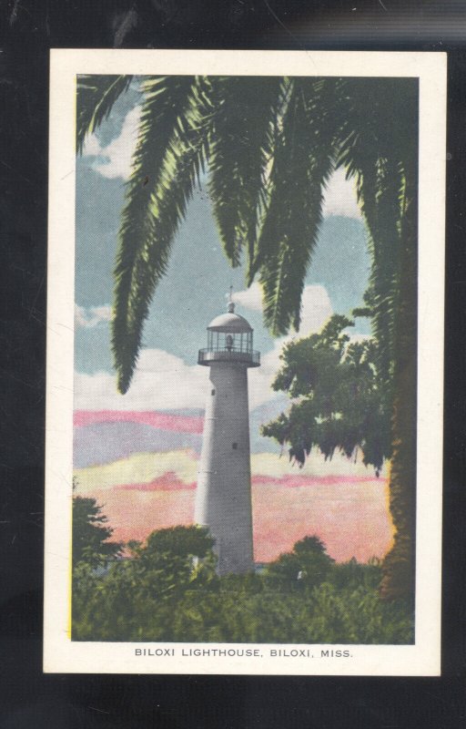 BILOXI MISSISSIPPI LIGHTHOUSE LIGHT HOUSE VINTAGE POSTCARD