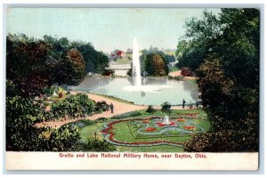 c1905 Grotto Lake National Military Home Fountain Dayton Ohio Vintage Postcard 