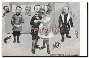 Old Postcard Satirical Policy l & # 39invitation a waltz Alfonso XIII Loubet ...