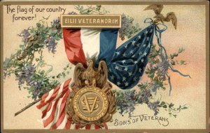 Tuck Decoration Day Civil War American Flag Medallion c1910 Postcard