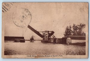 Smiths Falls Canada Postcard C N R Bridge Crossing Rideau Steamer 1916 Antique