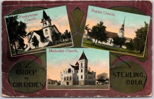 Sterling CO-Colorado, Multiple Church Methodist Baptist Presbyterian Postcard