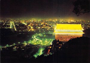 Birds Eye, Night at Grand Hotel, Taipei, Taiwan ,Continental Size, Old Post Card